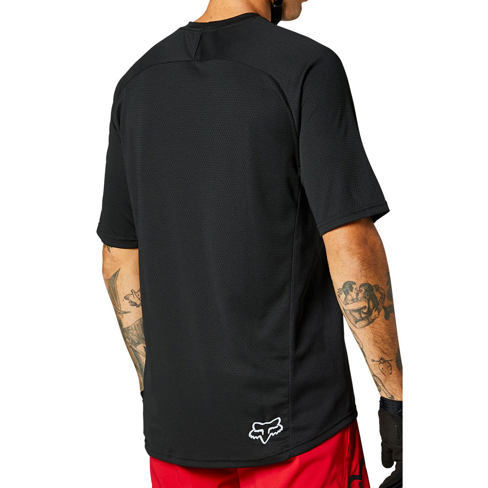 Fox Defend Short Sleeve Jersey - M - Black - Text