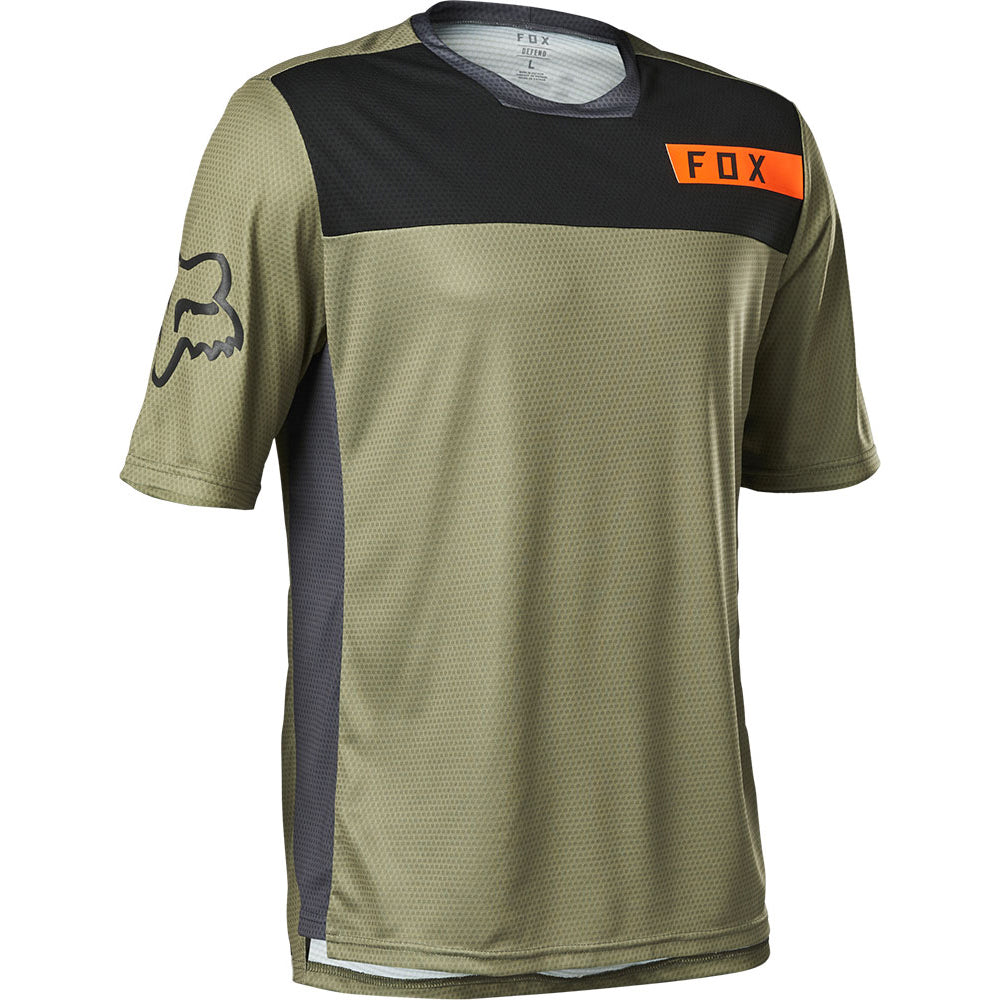 Fox Defend Short Sleeve Jersey - L - Moth Bark