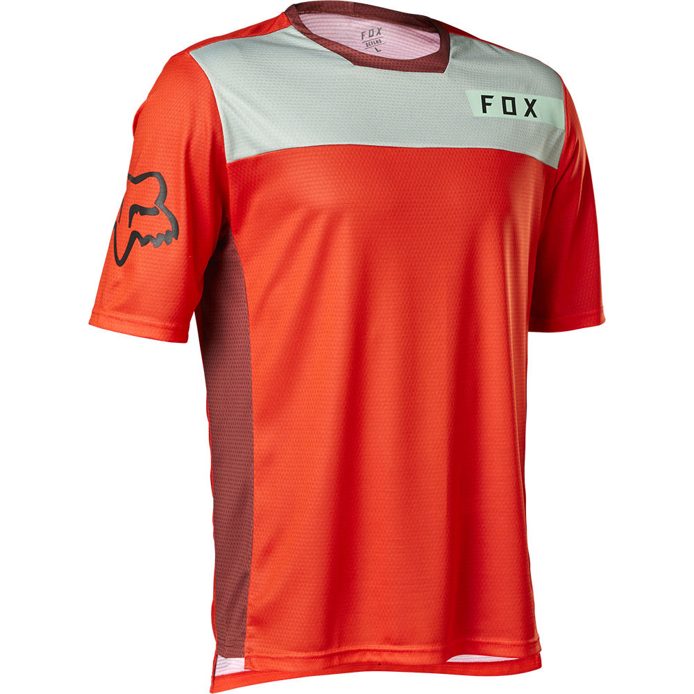 Fox Defend Short Sleeve Jersey - M - Moth Fluorescent Red