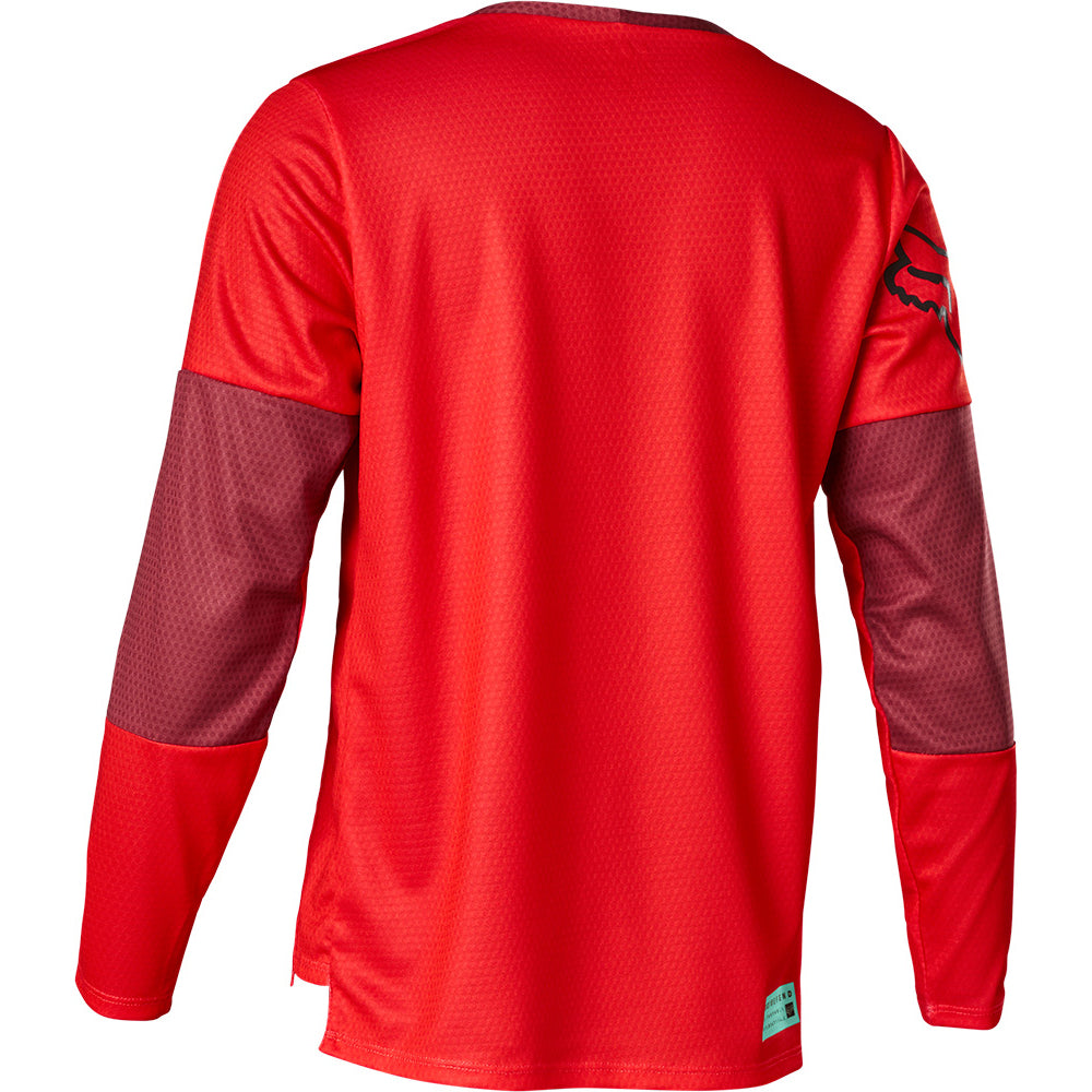 Fox Defend Youth Long Sleeve Jersey - Youth XL - Moth Fluorescent Red
