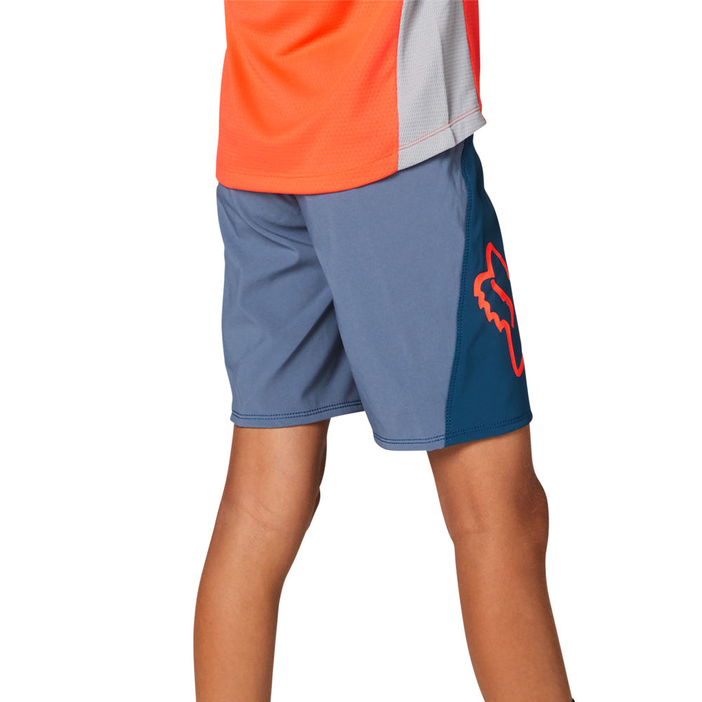 Fox Defend Youth Shorts - Youth S-22 - Dark Indigo - Logo
