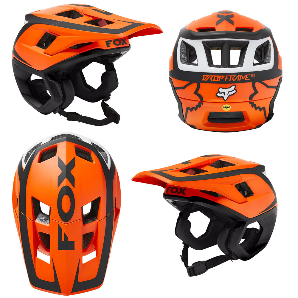 Fox Dropframe Pro MIPS Helmet - M - Dvide Fluorescent Orange - AS-NZS 2063-2008 Standard