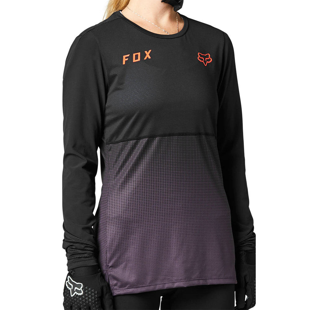 Fox Flexair Women's Long Sleeve Jersey - L - Black - Purple