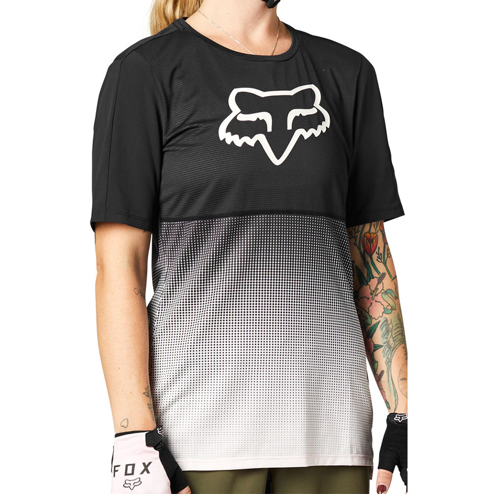 Fox Flexair Women's Short Sleeve Jersey - M - Black - Pink
