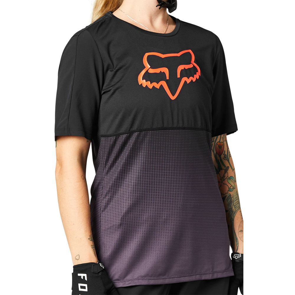 Fox Flexair Women's Short Sleeve Jersey - XS - Black - Purple