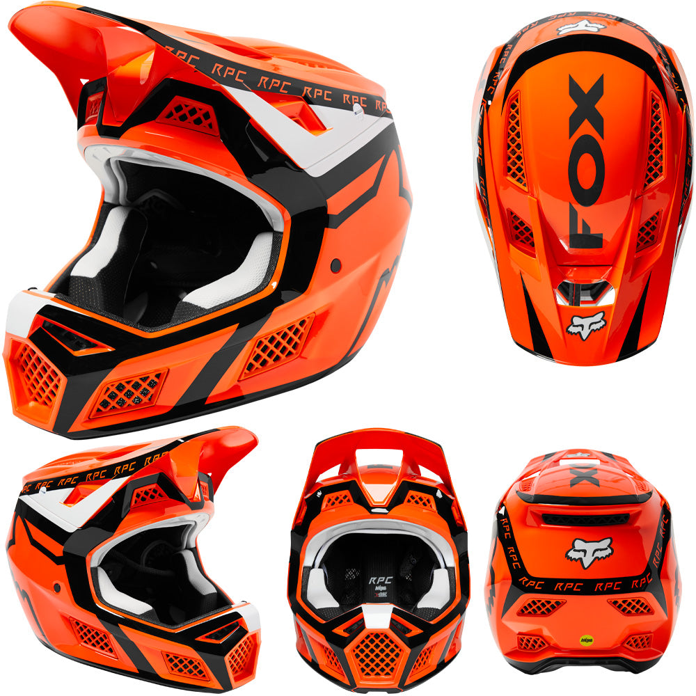 Fox Rampage Pro Carbon Helmet - XL - Dvide Fluorescent Orange | MTB Direct