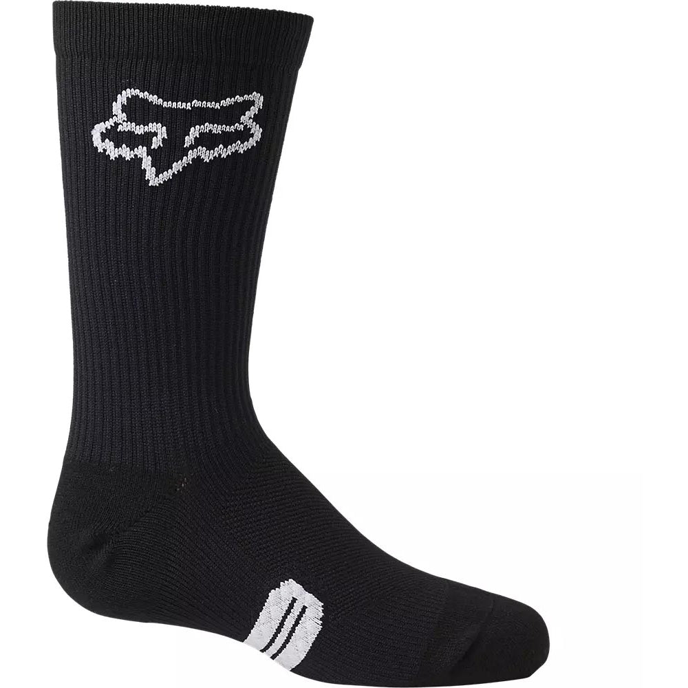 Fox Ranger 6 Inch Youth Crew Socks - Youth L - Black - White