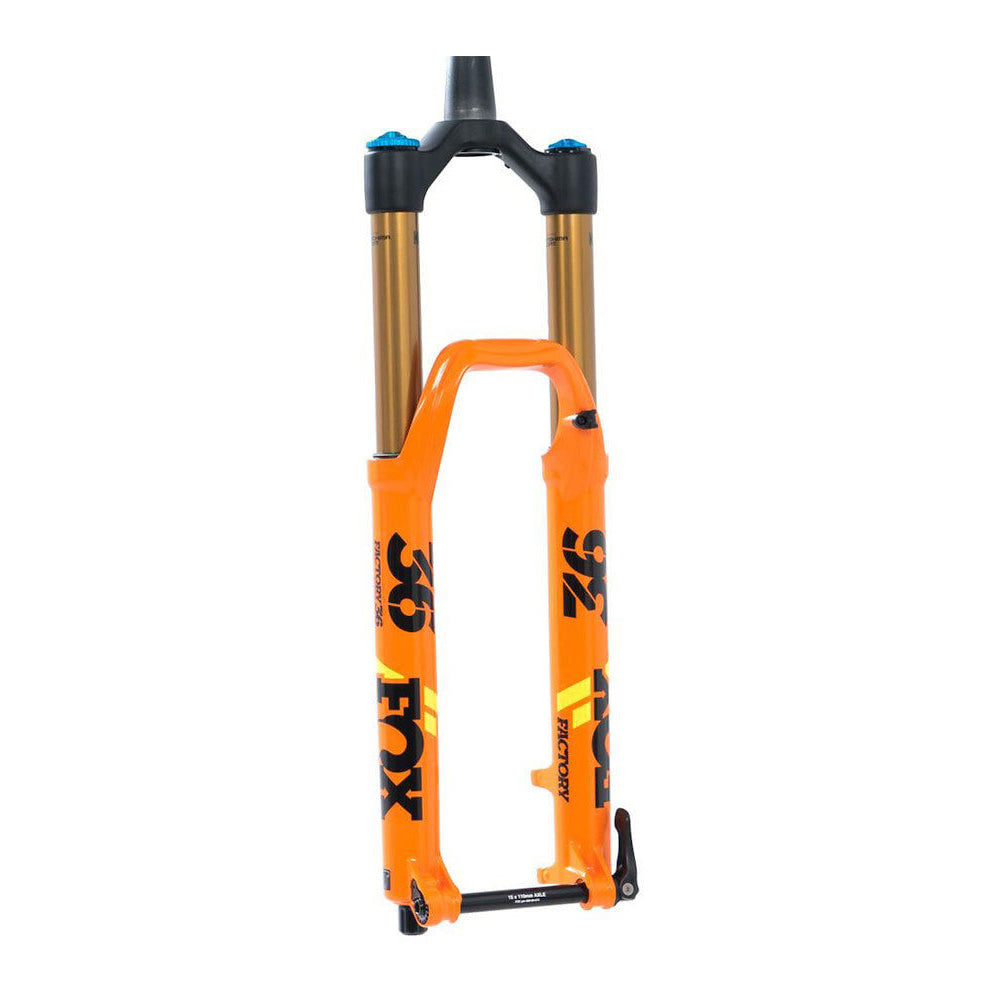 Fox Shox 36 Float Factory Kashima Fork - Shiny Orange - 15x110mm Boost - QR Lever - 44mm - 160mm - Grip 2 HSC/LSC HSR/LSR - 2022 - Tapered 1 1-8-1.5 Inch - 29 Inch