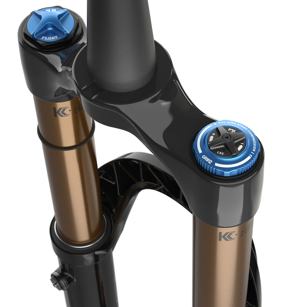 Fox Shox 38 Float Factory Kashima Fork - Shiny Black - 15x110mm Boost - QR Lever - 44mm - 160mm - Grip 2 HSC/LSC HSR/LSR - 2022 - Tapered 1 1-8-1.5 Inch - 29 Inch