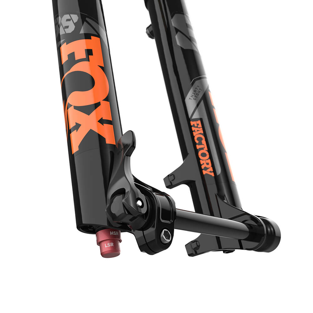 Fox Shox 38 Float Factory Series Fork - Shiny Black - 15x110mm Boost - QR Lever - 44mm - 180mm - Grip 2 HSC/LSC HSR/LSR - 2023-24 - Tapered 1 1-8-1.5 Inch - 27.5 Inch