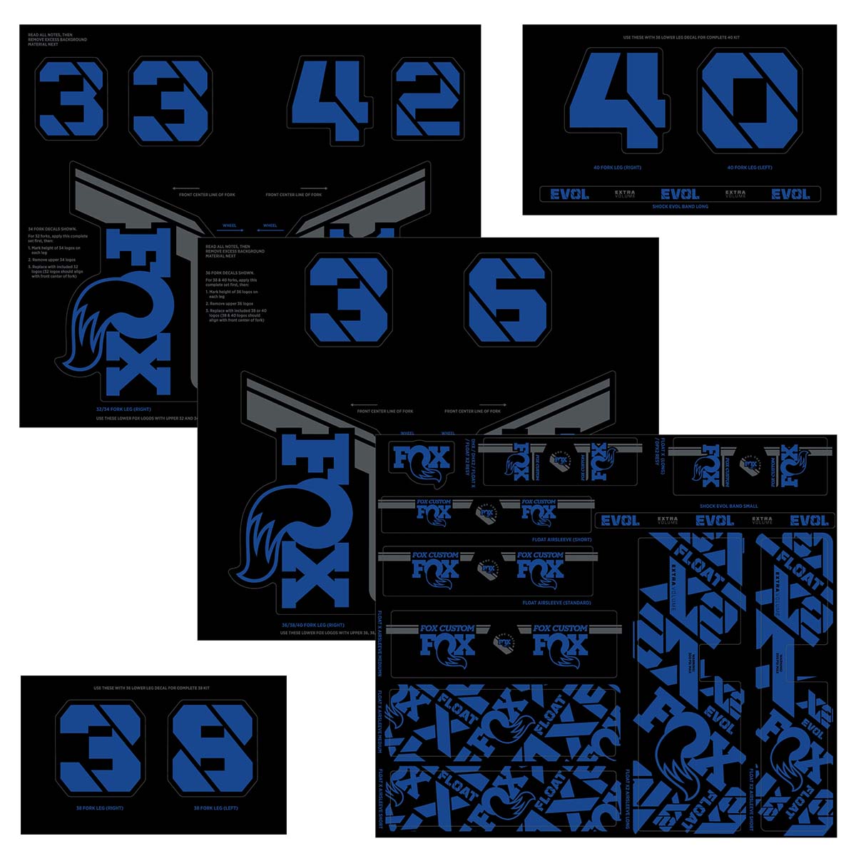 Fox Shox Custom Fork And Shock Decal Kit - Blue