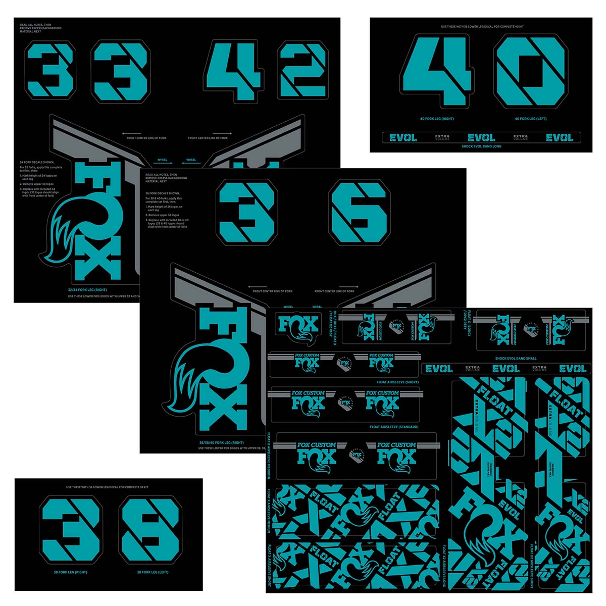 Fox Shox Custom Fork And Shock Decal Kit - Turquoise