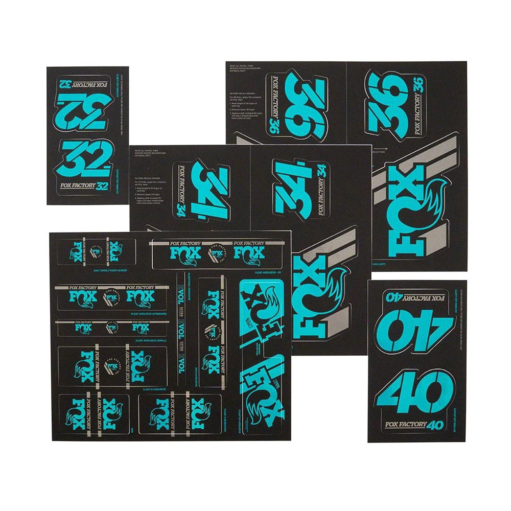 Fox Shox Heritage Fork And Shock Decal Kit - Turquoise - 2022