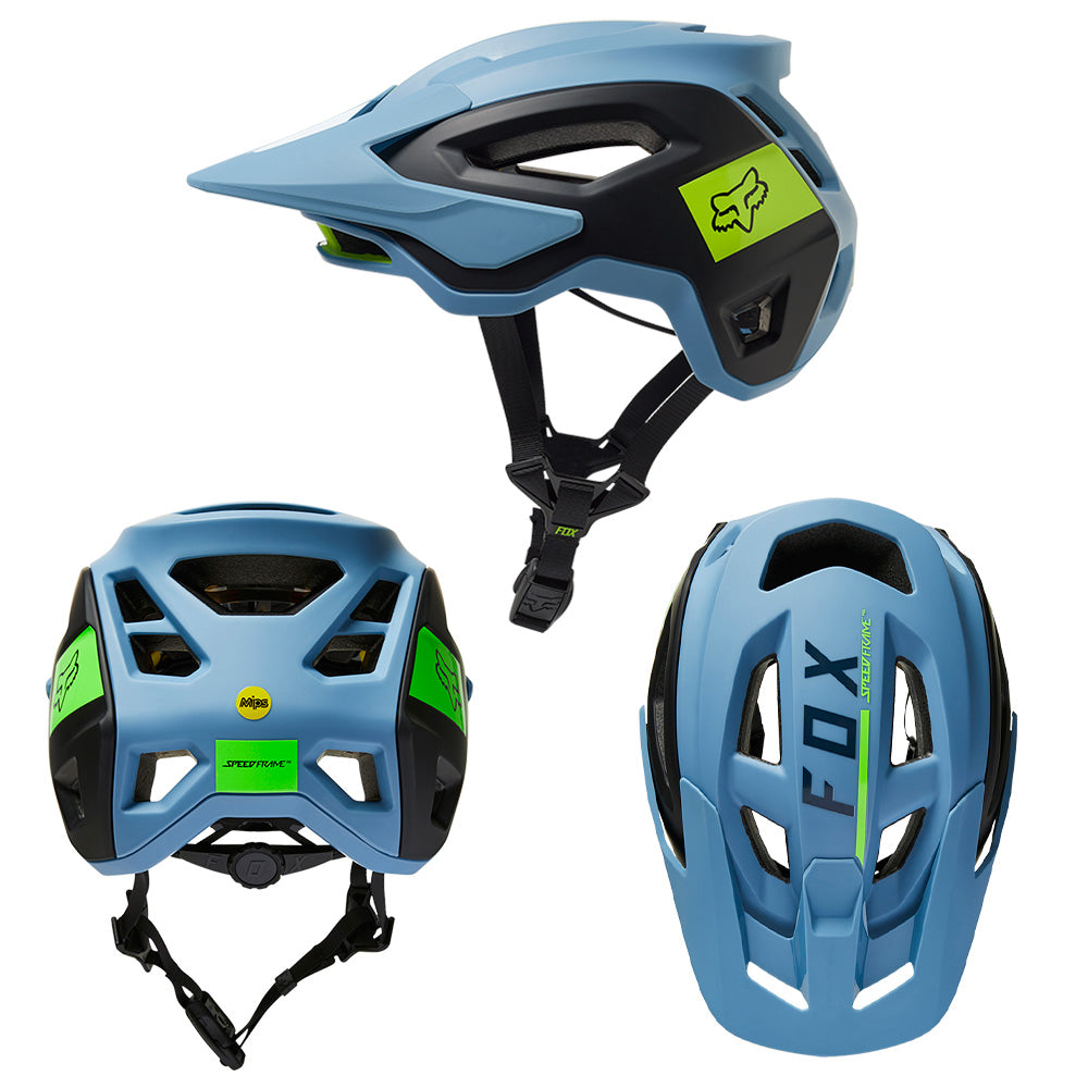 Fox Speedframe Pro MIPS Helmet - L - Blocked Dusty Blue - AS-NZSÂ 2063-2008 Standard