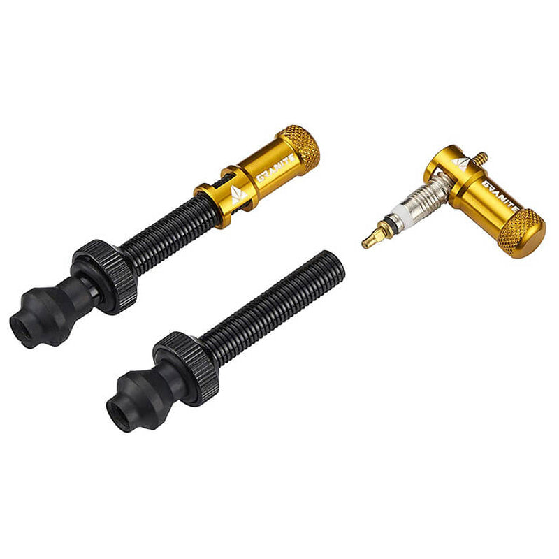 Granite Design Juicy Nipple Valve Cap and Valve Pair - Gold - 48mm