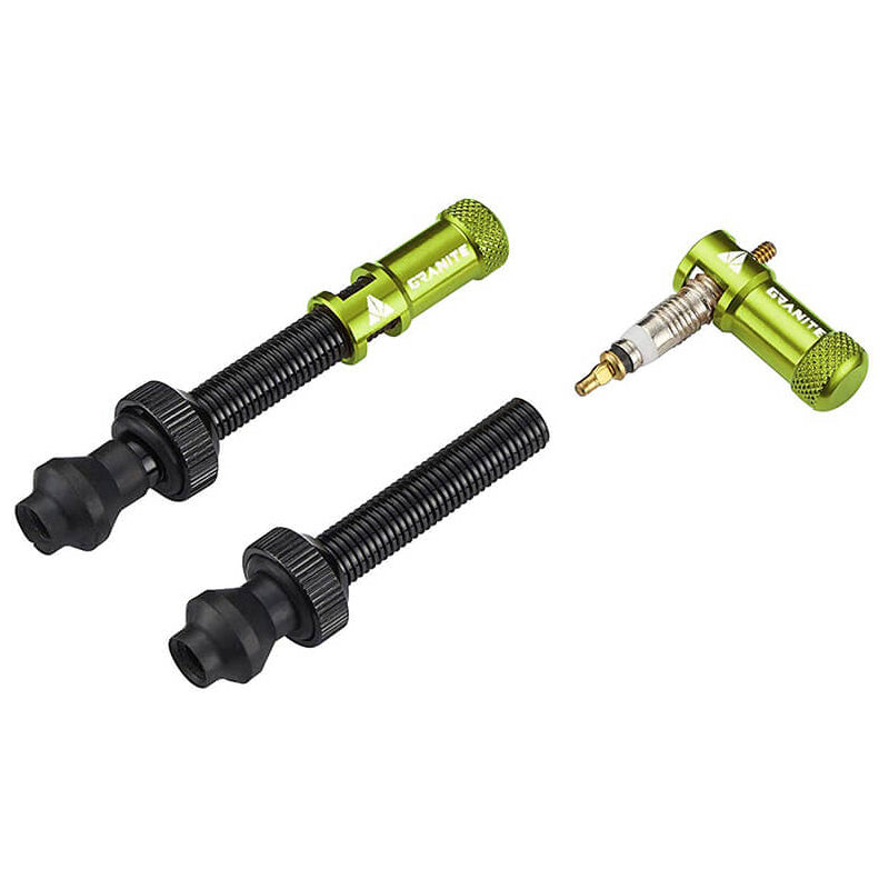 Granite Design Juicy Nipple Valve Cap and Valve Pair - Green - 48mm