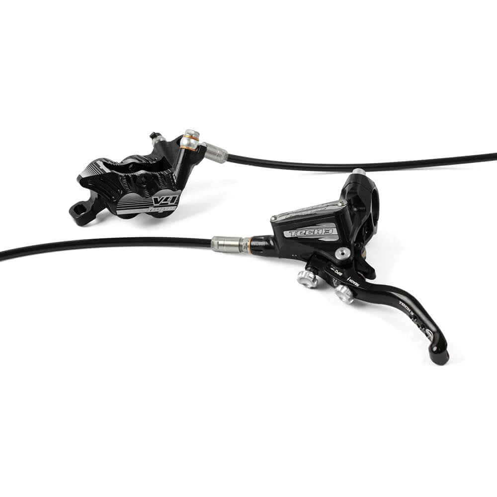 Hope Tech 3 V4 Disc Brake - Rear - Left Lever - Black - Non Braided Hose