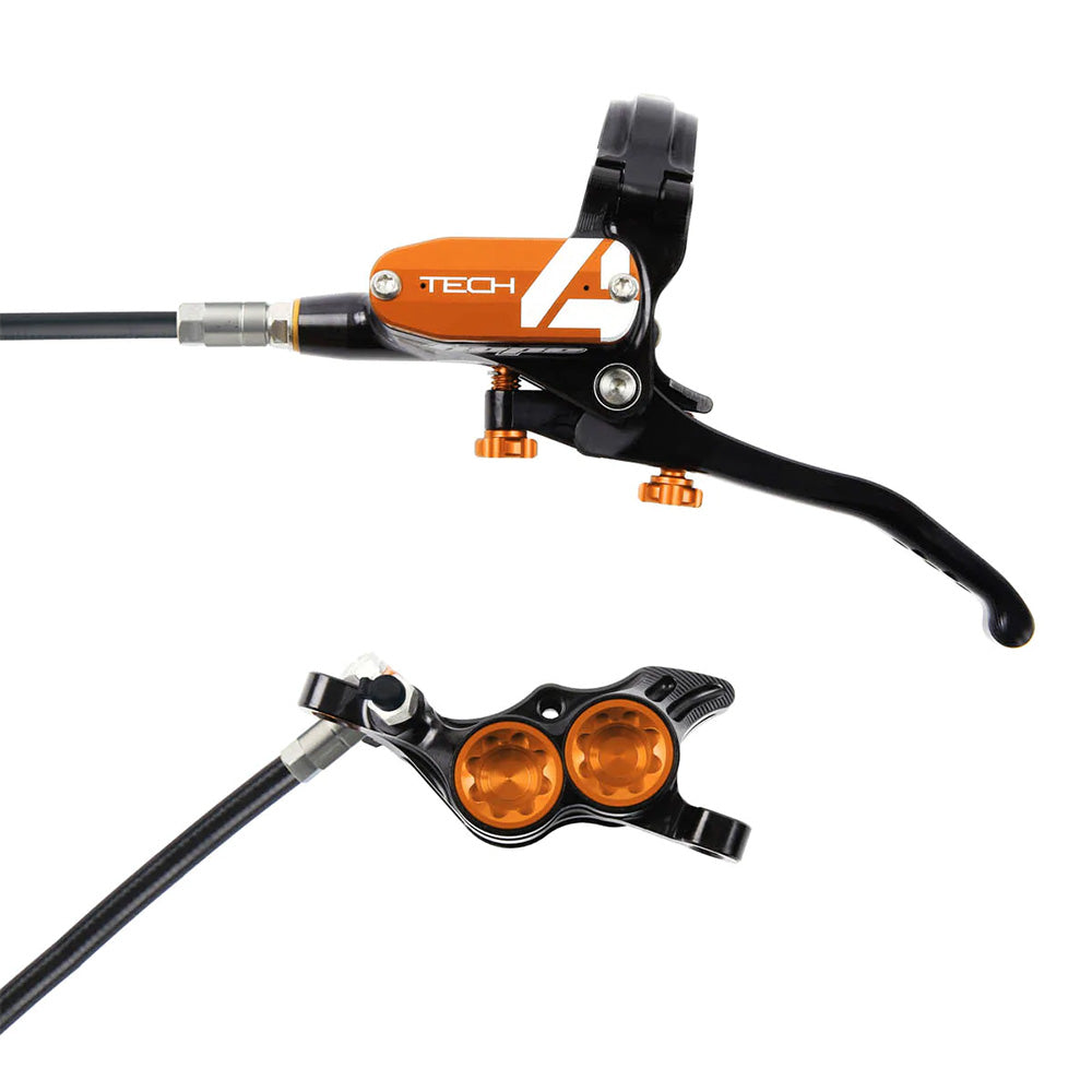 Hope Tech 4 E4 Disc Brake - Front - Right Lever - Black - Orange - Black 1700mm