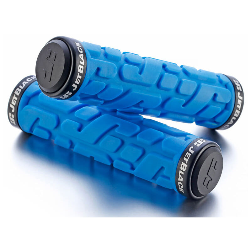 JetBlack Rivet MTB Lock On Grips - Blue With Black Clamps