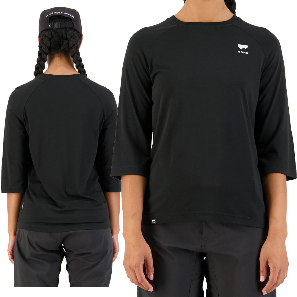 Mons Royale Tarn Merino Shift Raglan 3-4 Sleeve Women's Jersey - Women's M - Black