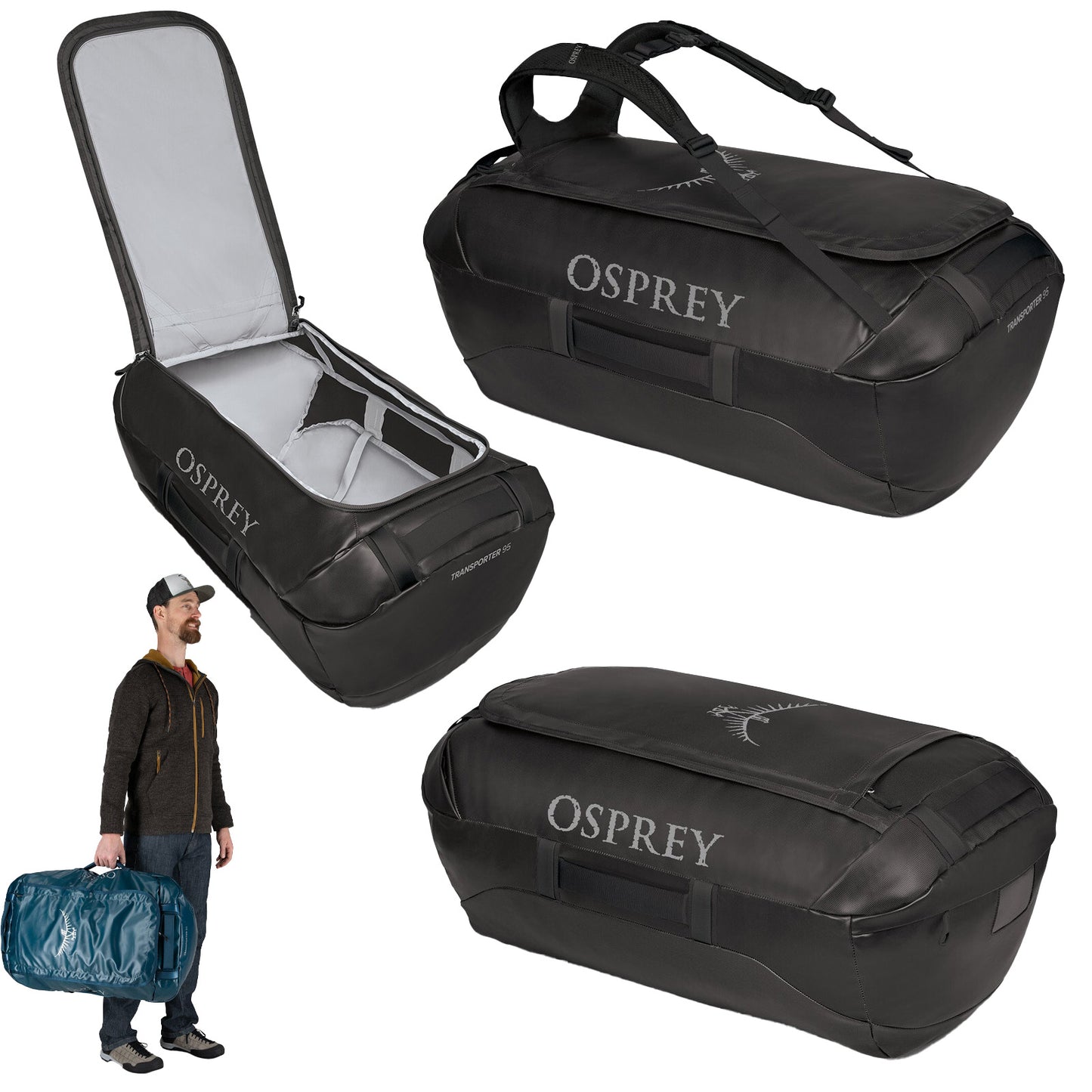 Osprey Transporter 95L Duffel Bag - Black