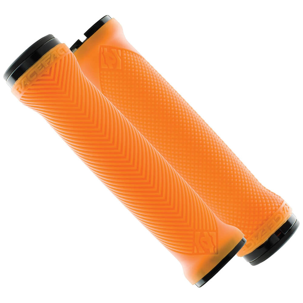 Race Face Love Handle Lock On Grips - Neon Orange With Black Clamps