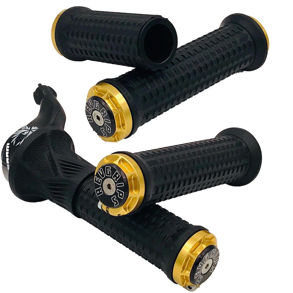 RevGrips Pro Series Gripshift Grips - Black With Black Clamps - L