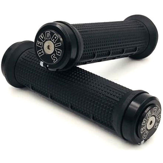 RevGrips Race Series Grips - Black With Black Clamps - Half Waffle