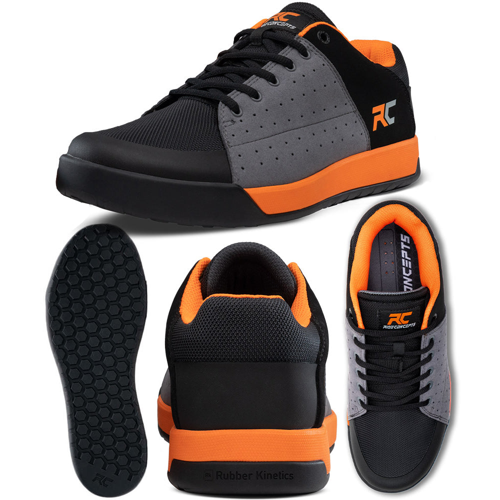 Ride Concepts Livewire Flat Shoes - US 11.5 - Charcoal - Orange