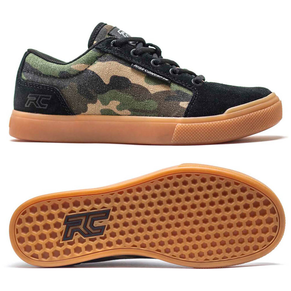 Ride Concepts Vice Youth Flat Shoes - US 3.0 - Camo - Black