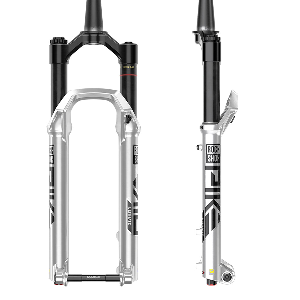 Rockshox Pike Ultimate Charger 3 RC2 Debonair+ C1 Fork - Gloss Silver - 15x110mm Boost - Maxle Stealth - 44mm - 140mm - 2023 - Tapered 1 1-8-1.5 Inch - 29 Inch