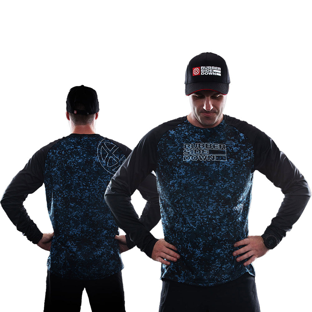 Rubber Side Down His Vapor Long Sleeve Jersey - L - Slate Camo