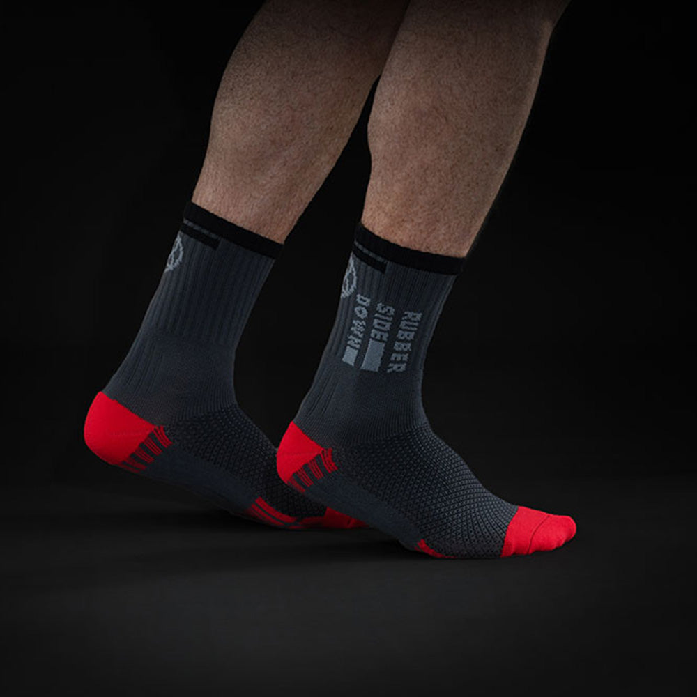 Rubber Side Down Unisex Trail Socks - L - Grey - Black