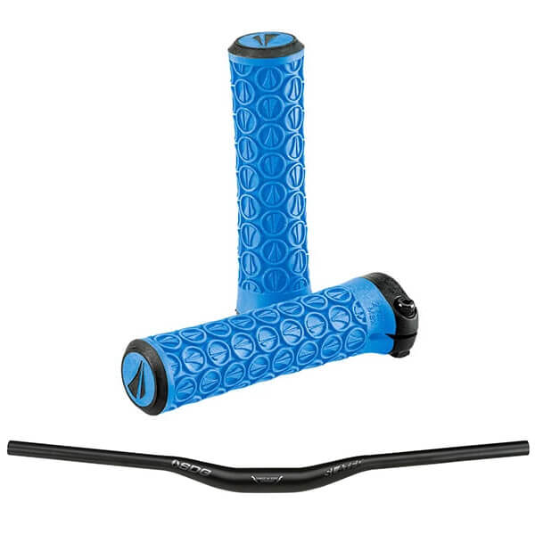 SDG Junior Pro Bars Grips Pedals and Saddle Kit - Cyan Blue - 31.8mm - 20 Rise - 650