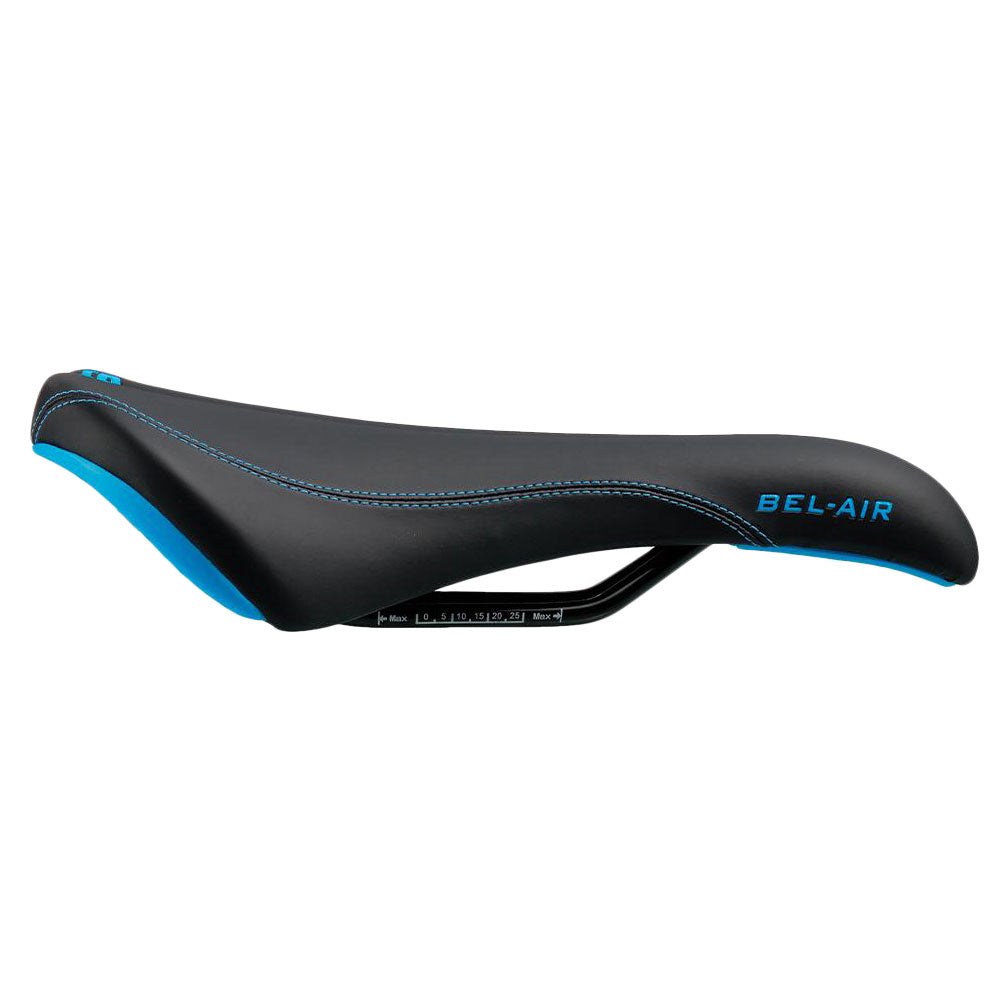 SDG Bel-Air Saddle - Black - Cyan - Sport - Steel Rails