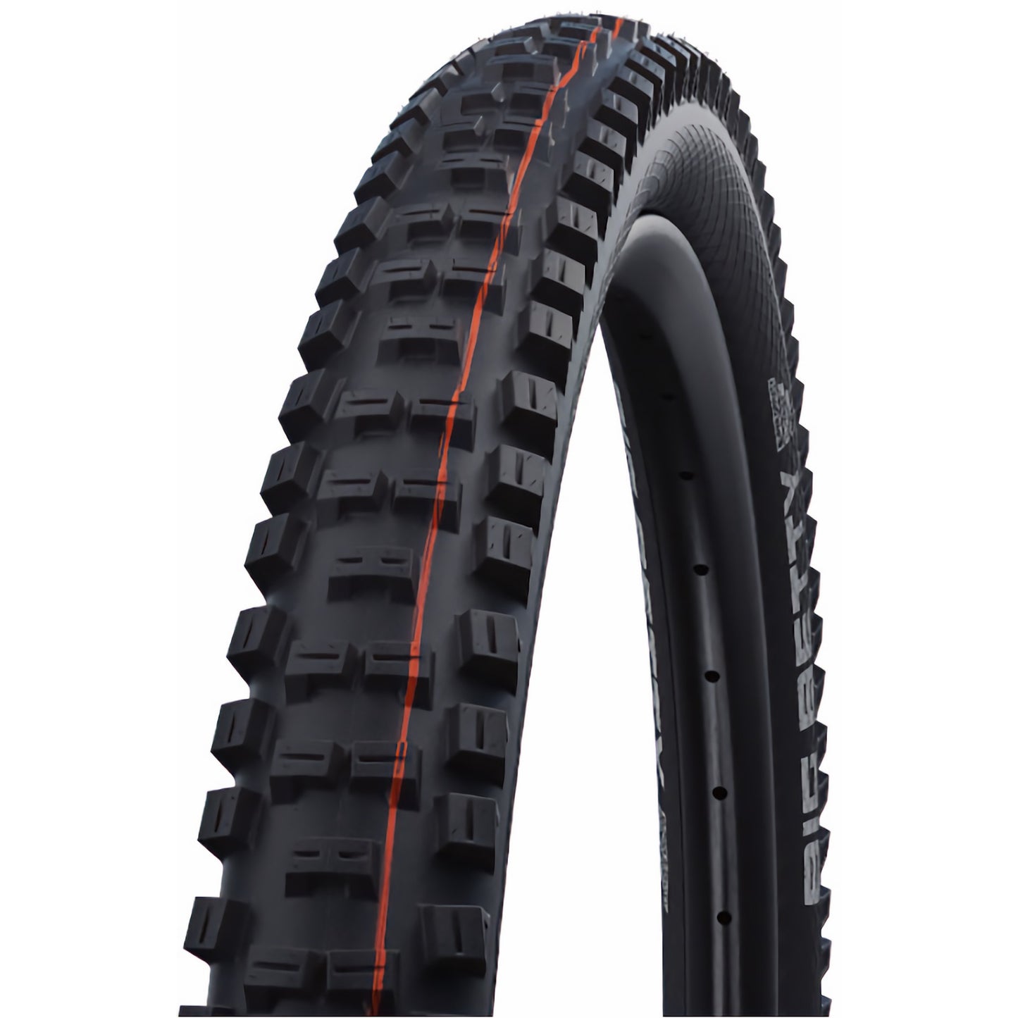 Schwalbe Big Betty Tyre - Black - Orange - TLE Kevlar Folding - Super Trail - E-50 - Addix Soft - EVO - 2.4 Inch - 27.5 Inch