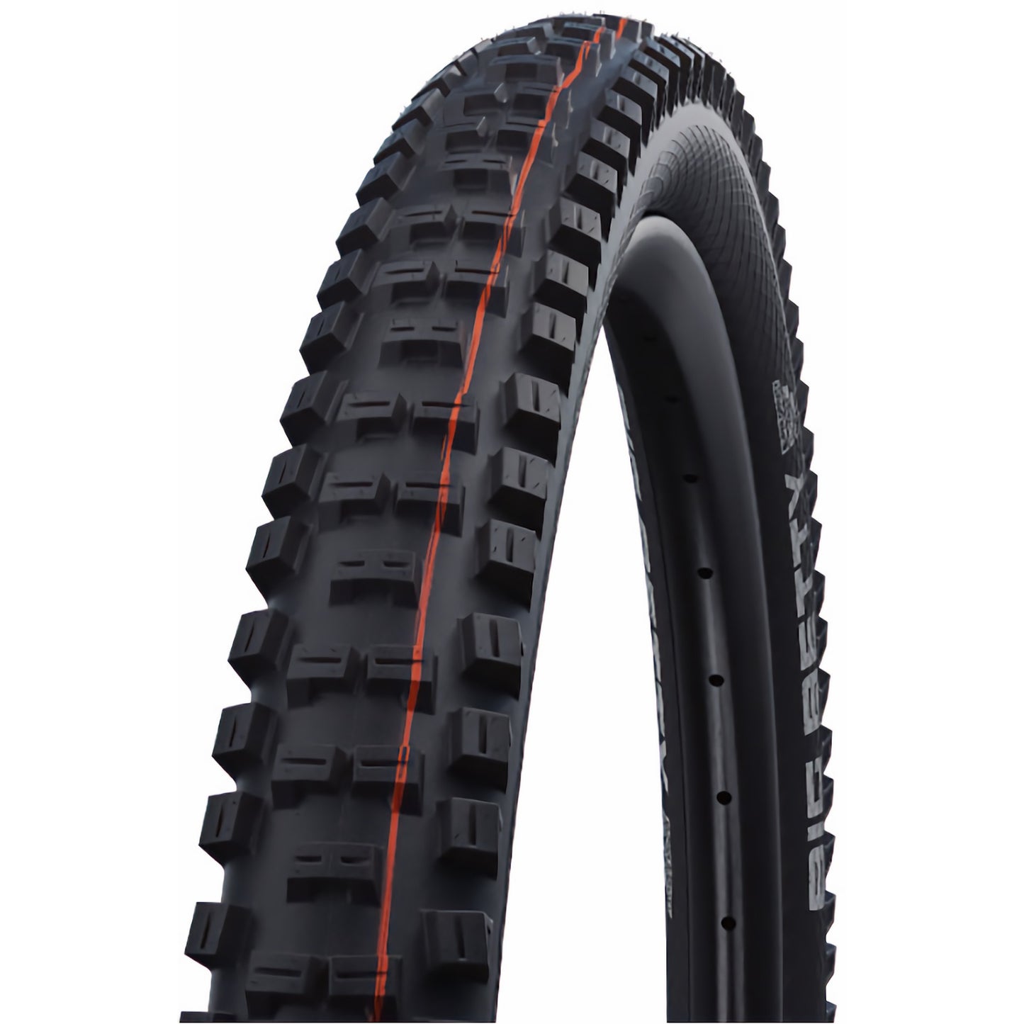 Schwalbe Big Betty Tyre - Black - Orange - TLE Kevlar Folding - Super Gravity - E-50 - Addix Soft - EVO - 2.6 Inch - 29 Inch