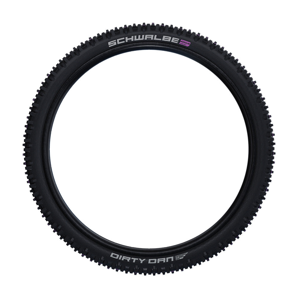 Schwalbe Dirty Dan Tyre - Black - Purple - TLE Kevlar Folding - Super Downhill - Addix Ultra Soft - EVO - 2.35 Inch - 29 Inch