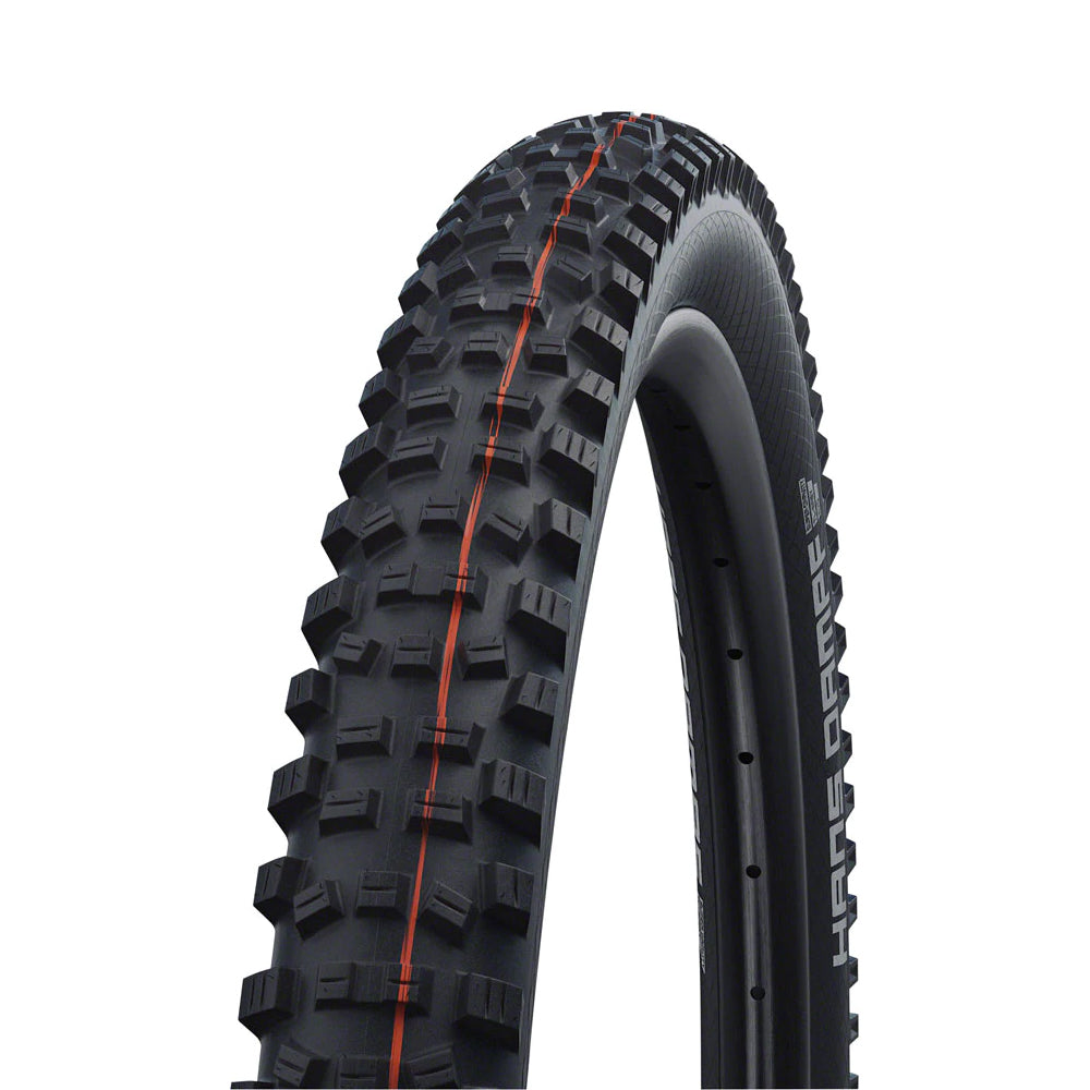 Schwalbe Hans Dampf HS491 Tyre - Black - Orange - TLE Kevlar Folding - Super Trail - E-25 - Addix Soft - EVO - 2.35 Inch - 27.5 Inch