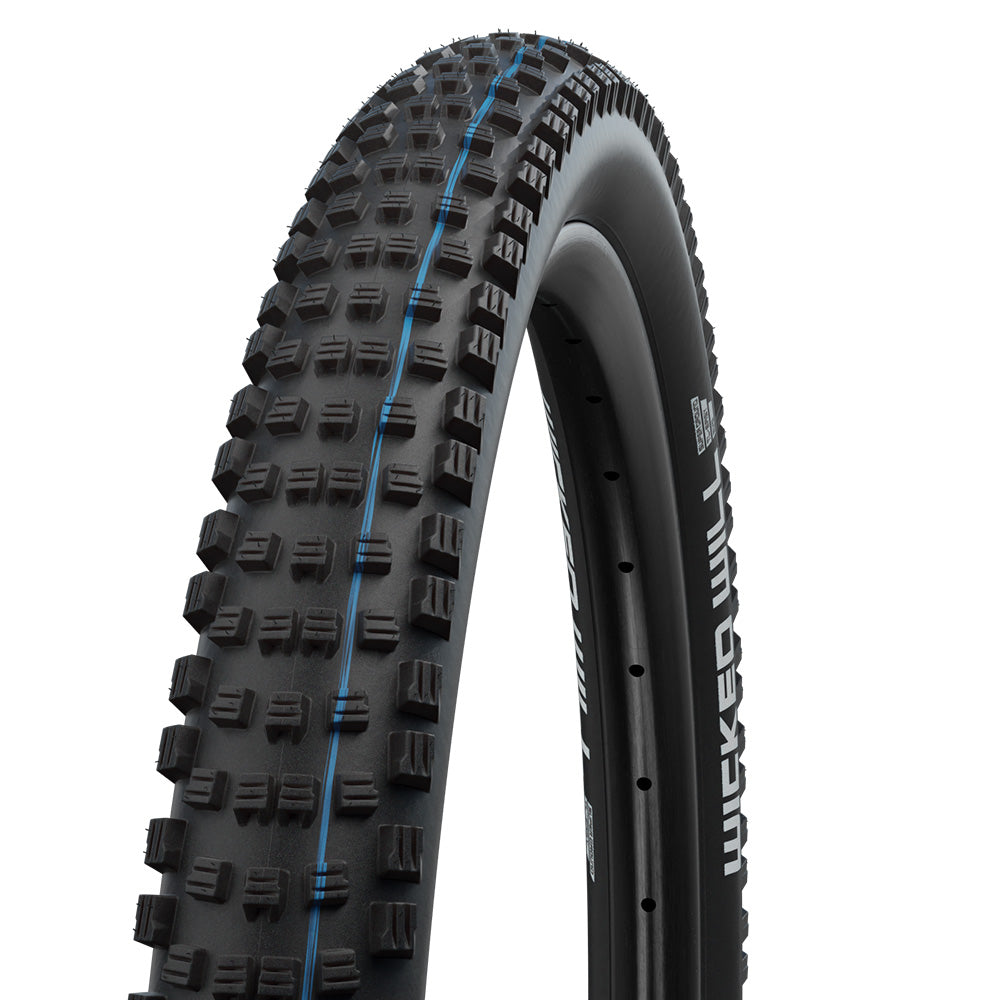 Schwalbe Wicked Will Tyre - Black - Blue - TLE Kevlar Folding - Super Ground - E-50 - Addix Speedgrip - EVO - 2.4 Inch - 29 Inch