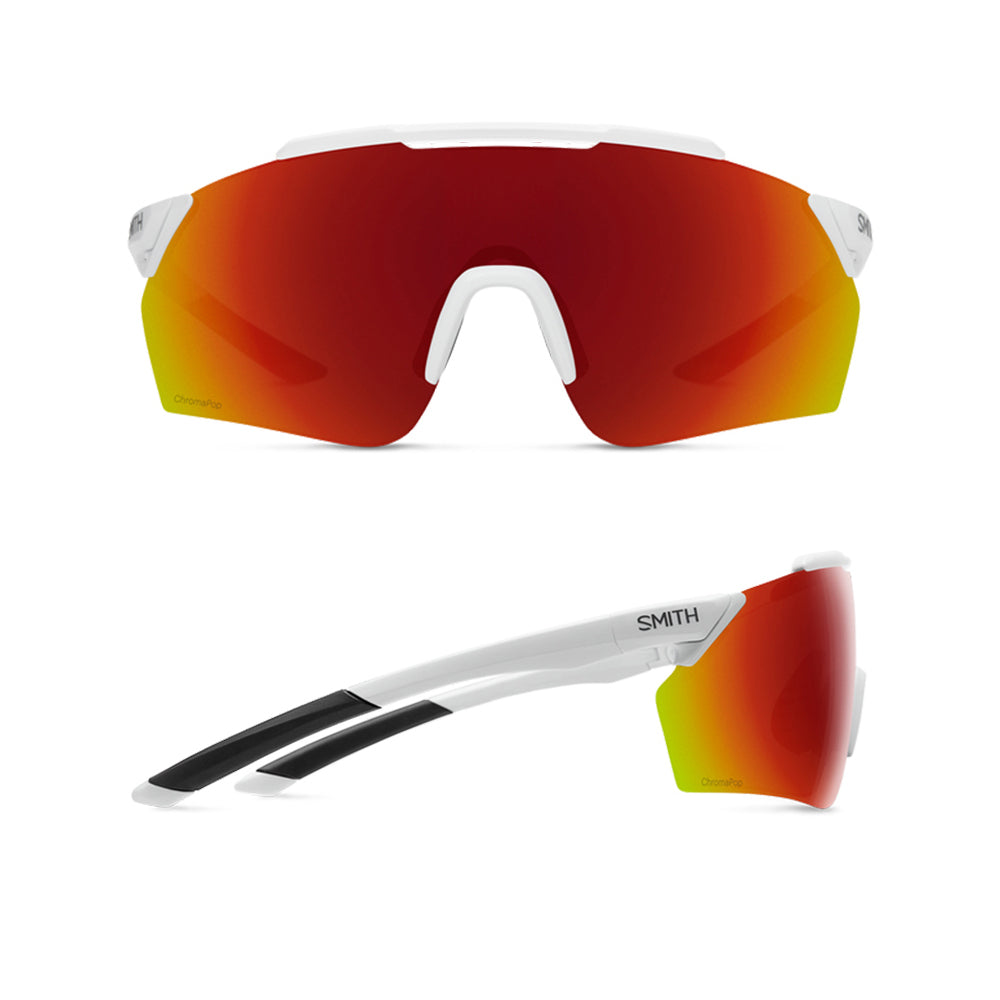 Smith Ruckus Sunglasses - One Size Fits Most - Matte White - Chromapop Red Mirror Lens