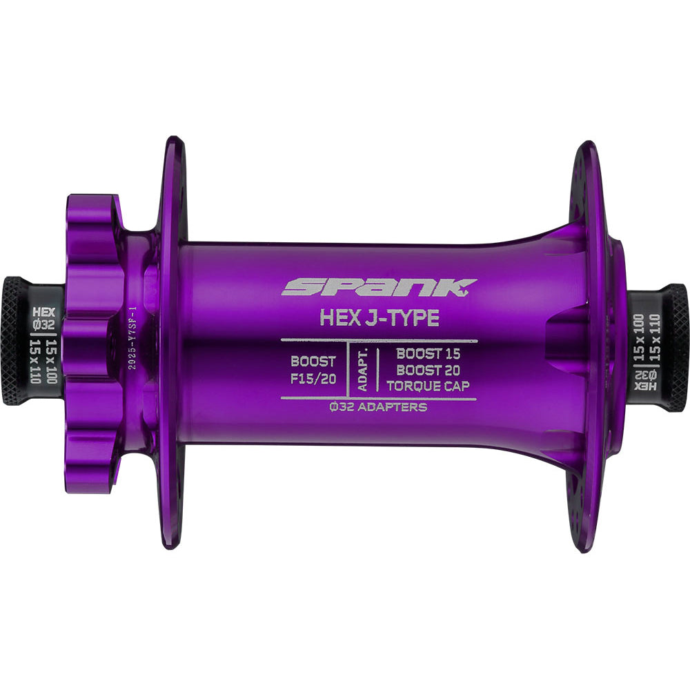 Spank Hex Front Hub - Purple - 15x110mm Boost-20x110mm - J-Bend Spoke - 6 Bolt - Front - 32 Hole
