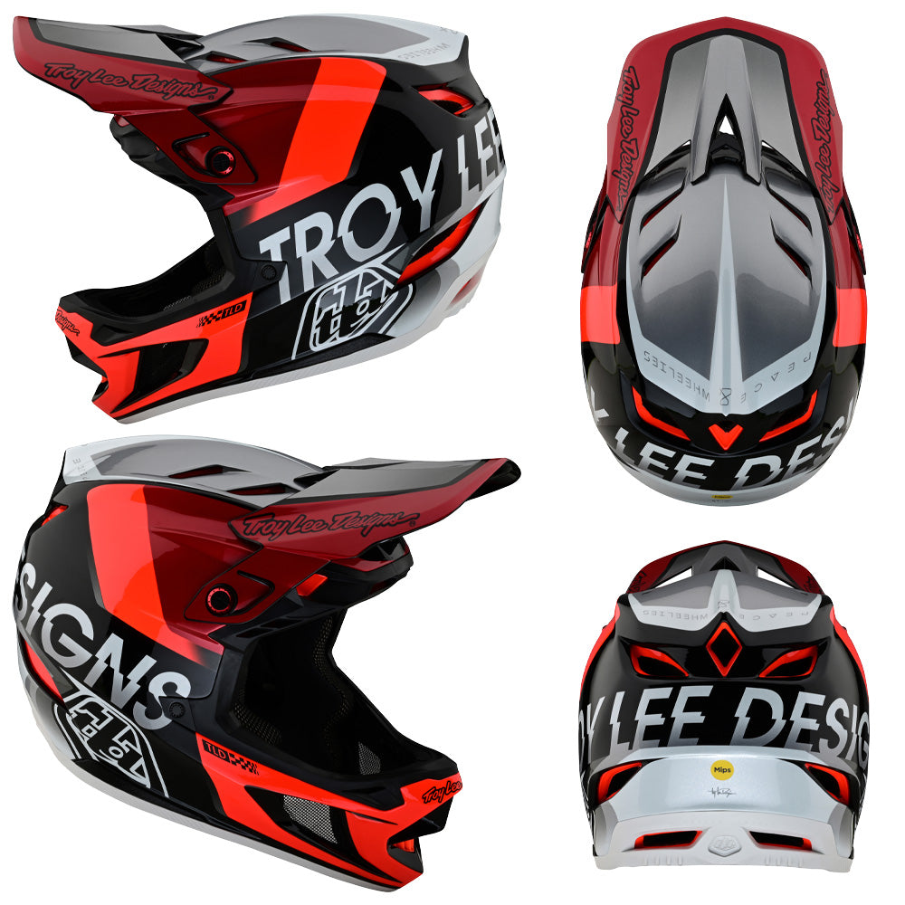 TLD D4 Composite MIPS Helmet - M-L - Qualifier Silver - Red