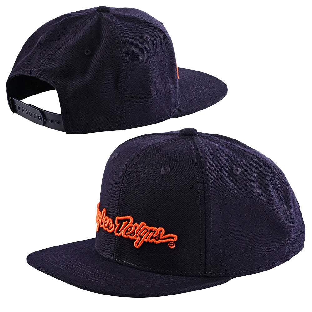 TLD Signature Snapback Hat - One Size Fits Most - Navy - Orange