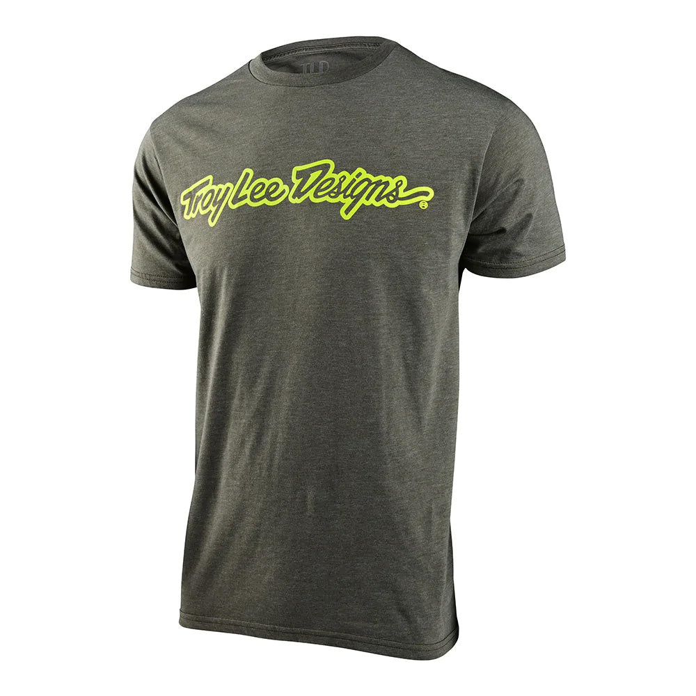 TLD Signature Tee - S - Olive Heather