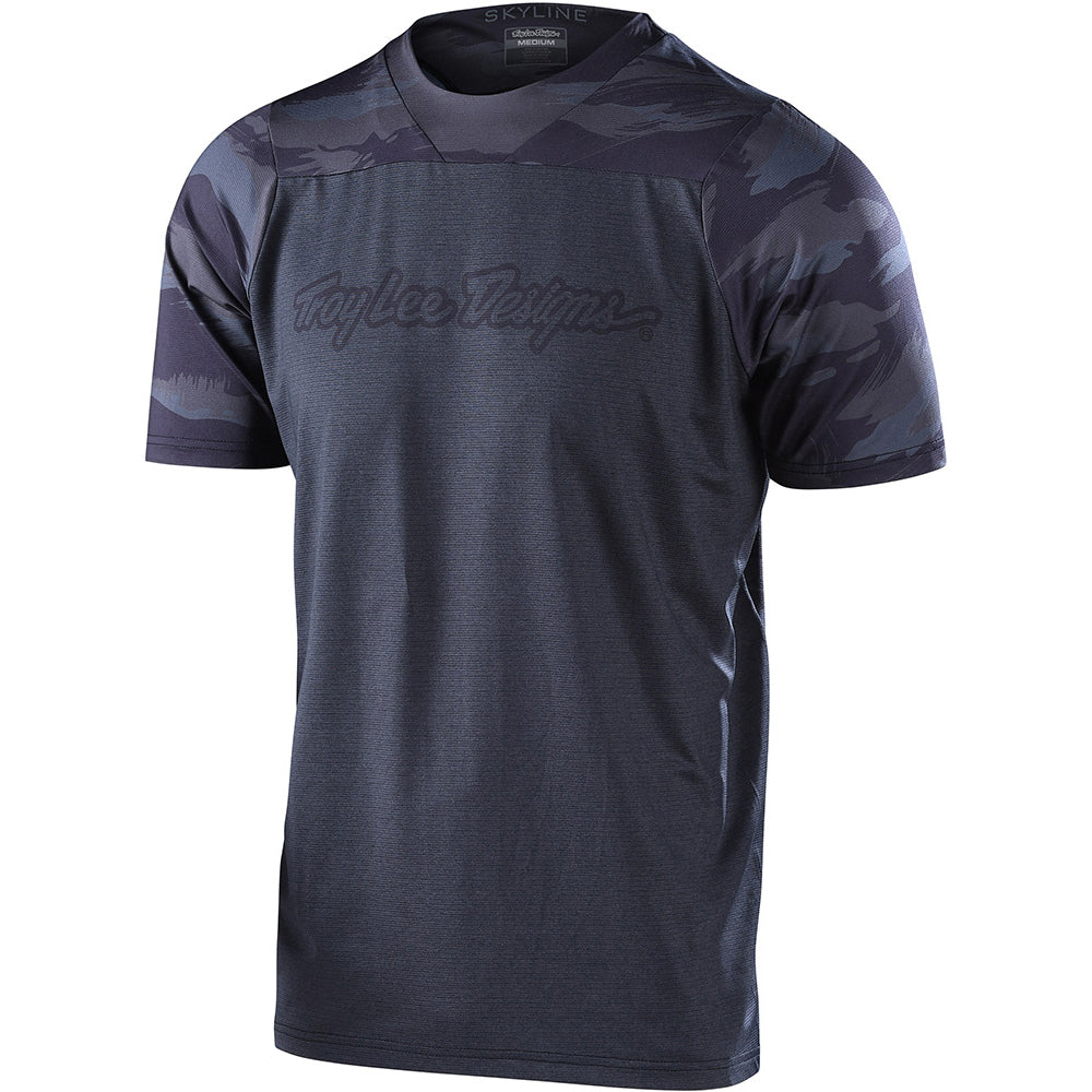 TLD Skyline Short Sleeve Jersey - S - Signature Camo Heather Black - Black