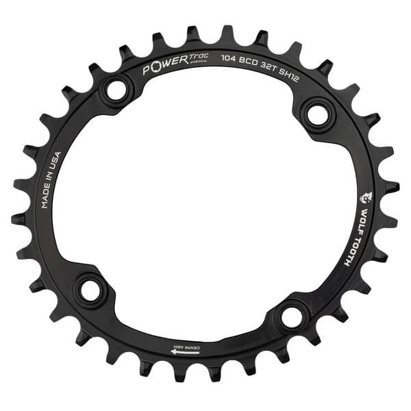 Wolf Tooth 4 Bolt Alloy Drop-Stop Chainring - 104 BCD - Oval - Black - 36T