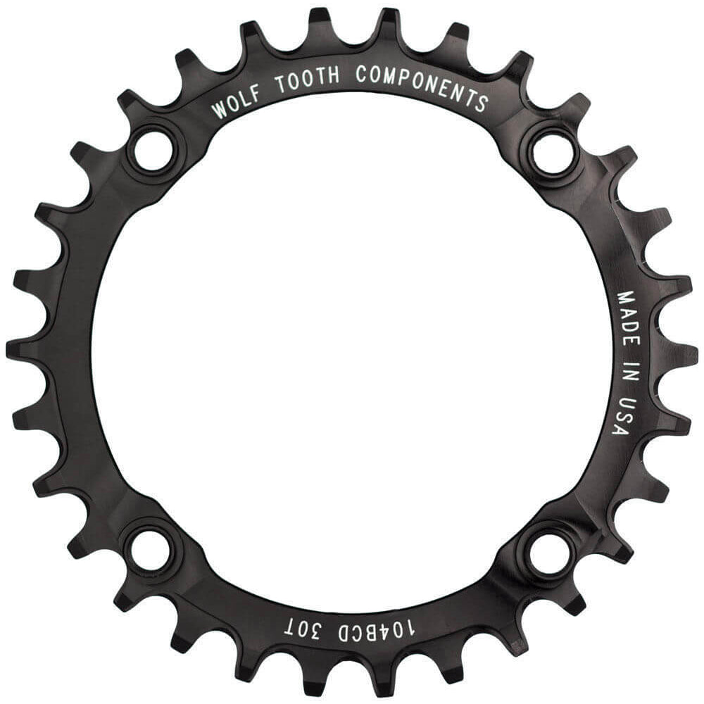 Wolf Tooth 4 Bolt Alloy Drop-Stop Chainring - 104 BCD - Round - Black - 36T