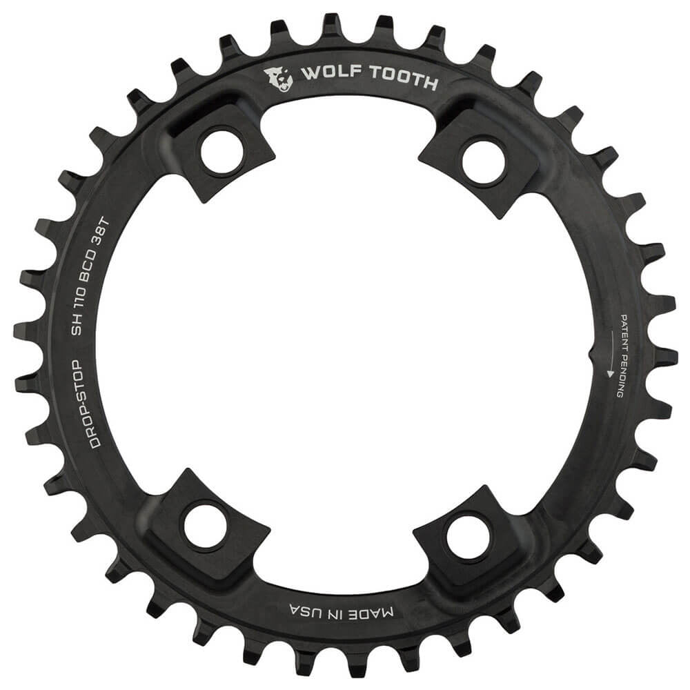 Wolf Tooth 4 Bolt Alloy Drop-Stop Chainring - 110 BCD - Asymmetrical SRAM - Round - Black - 42T