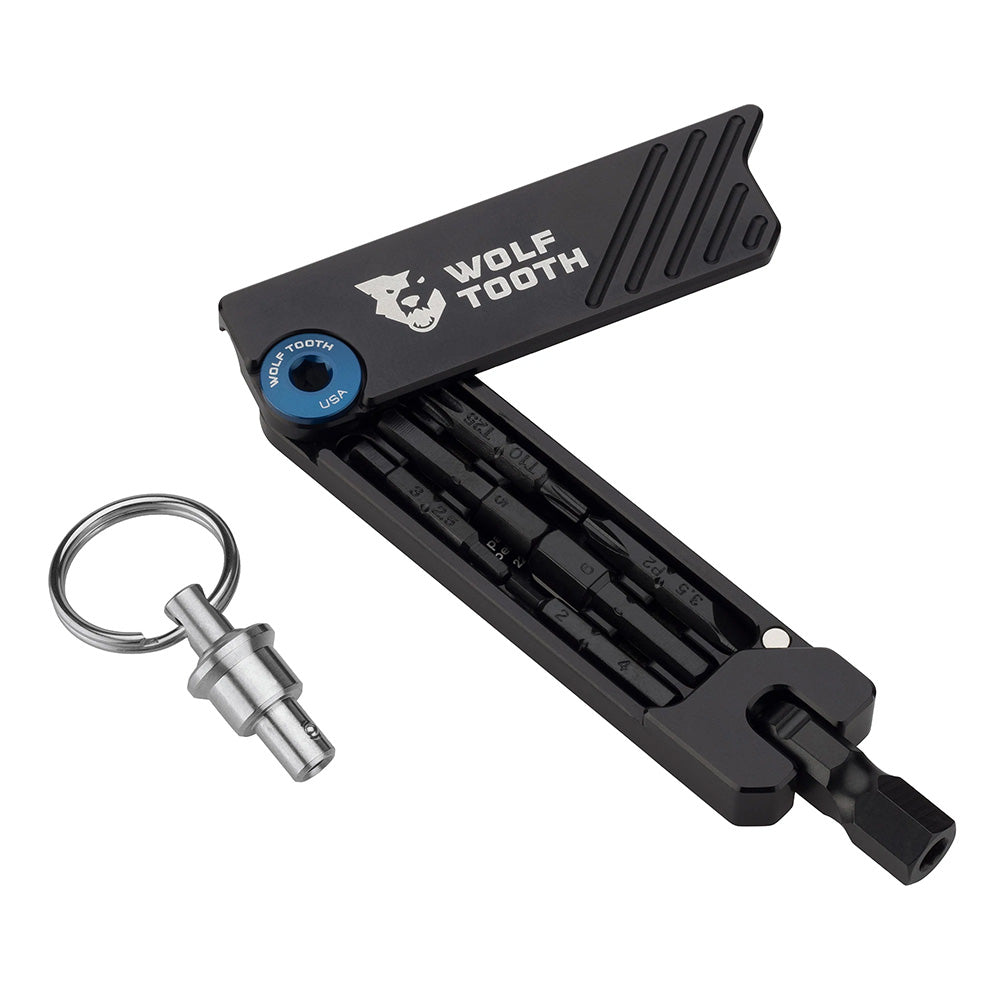 Wolf Tooth 6-Bit Hex Wrench Multi Tool - Black - Blue Bolt - With Keyring